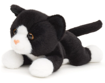 Plüsch Katze schwarz-weiss liegend 20cm